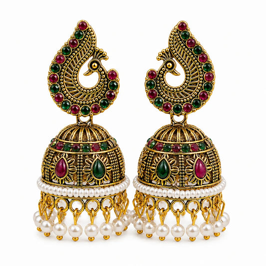 Regal Peacock Jhumka Earrings