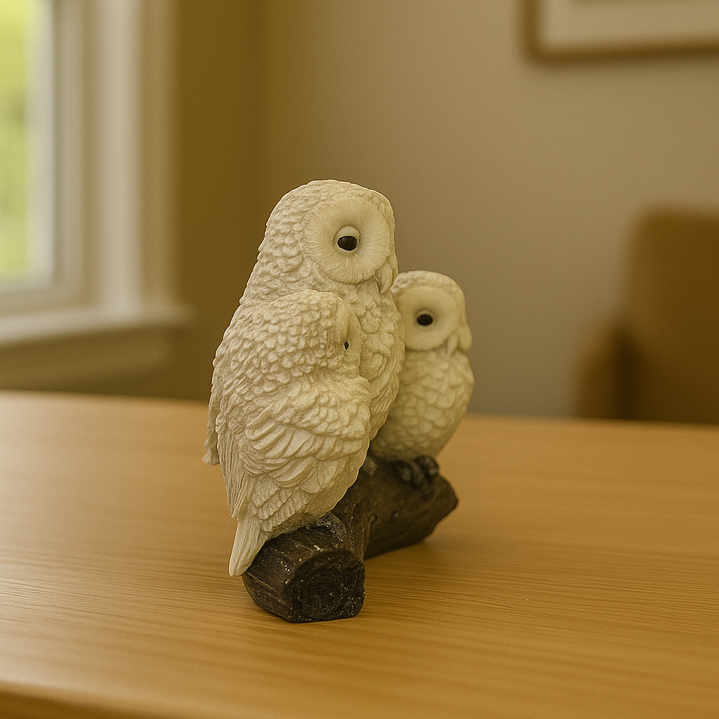 Ivory Owl Family Showpiece