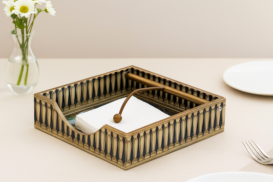 Luxury Brass Napkin Tissue with Classic Architectural Design
