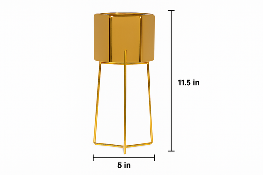 Elegant Gold Decorative Planter with Minimalist Metal Stand