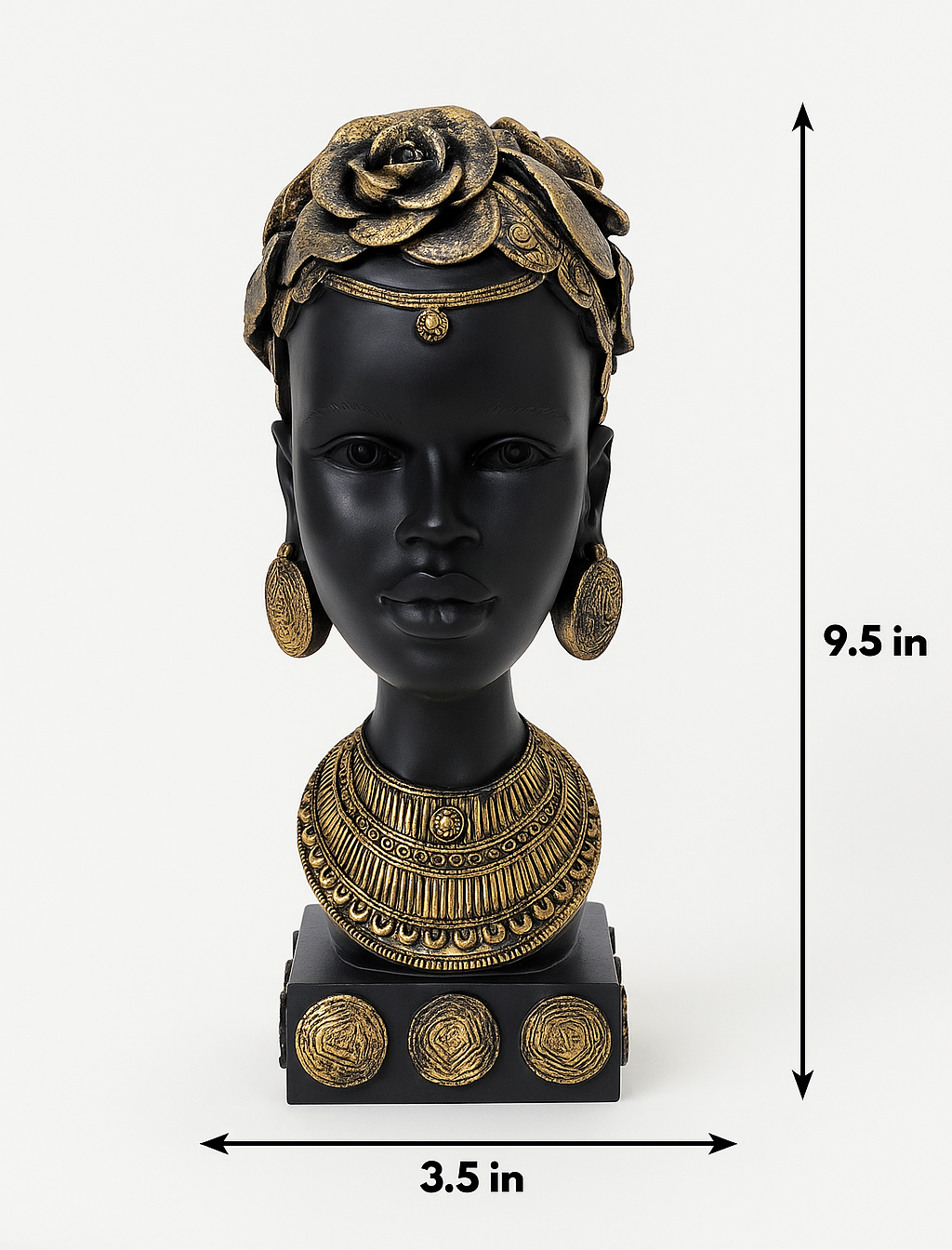 African Heritage Black Sculpture with Gold Detailing