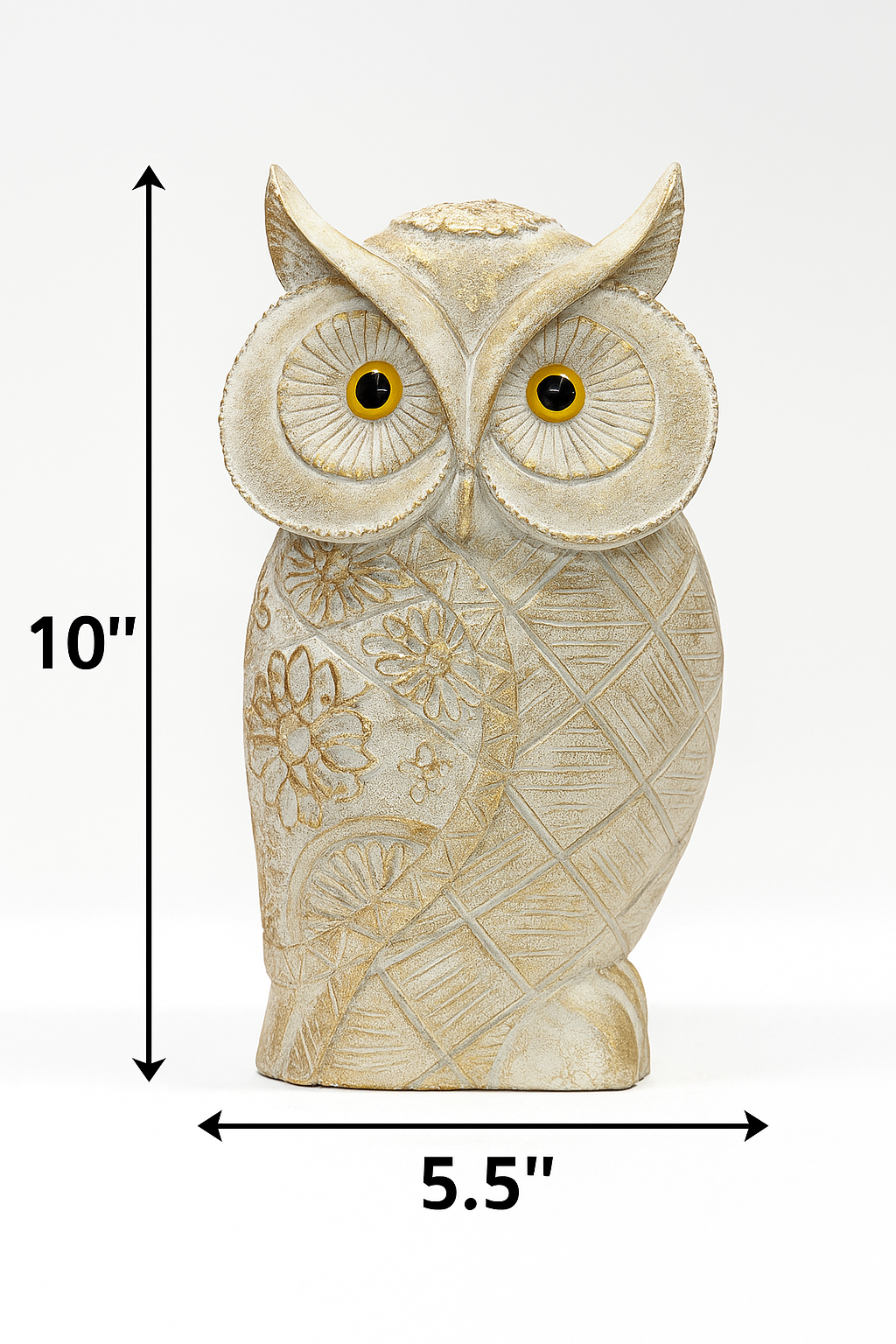 Rustic Charm Floral White Owl Showpiece – Handcrafted Ceramic Home Decor