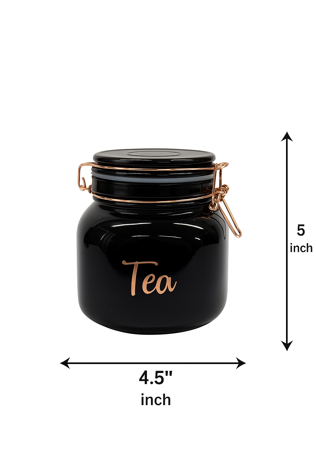 Black Glass Storage Jars with Rose Gold Lids