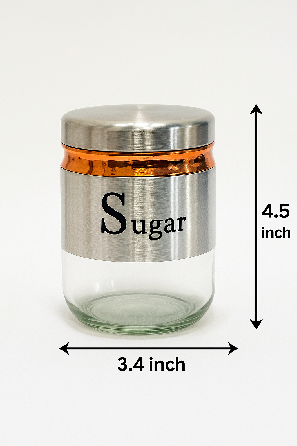 "Stainless Steel Tea Coffee Sugar Glass Jar Set