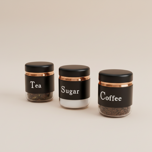 Modern Black Tea Sugar Coffee Canister Trio