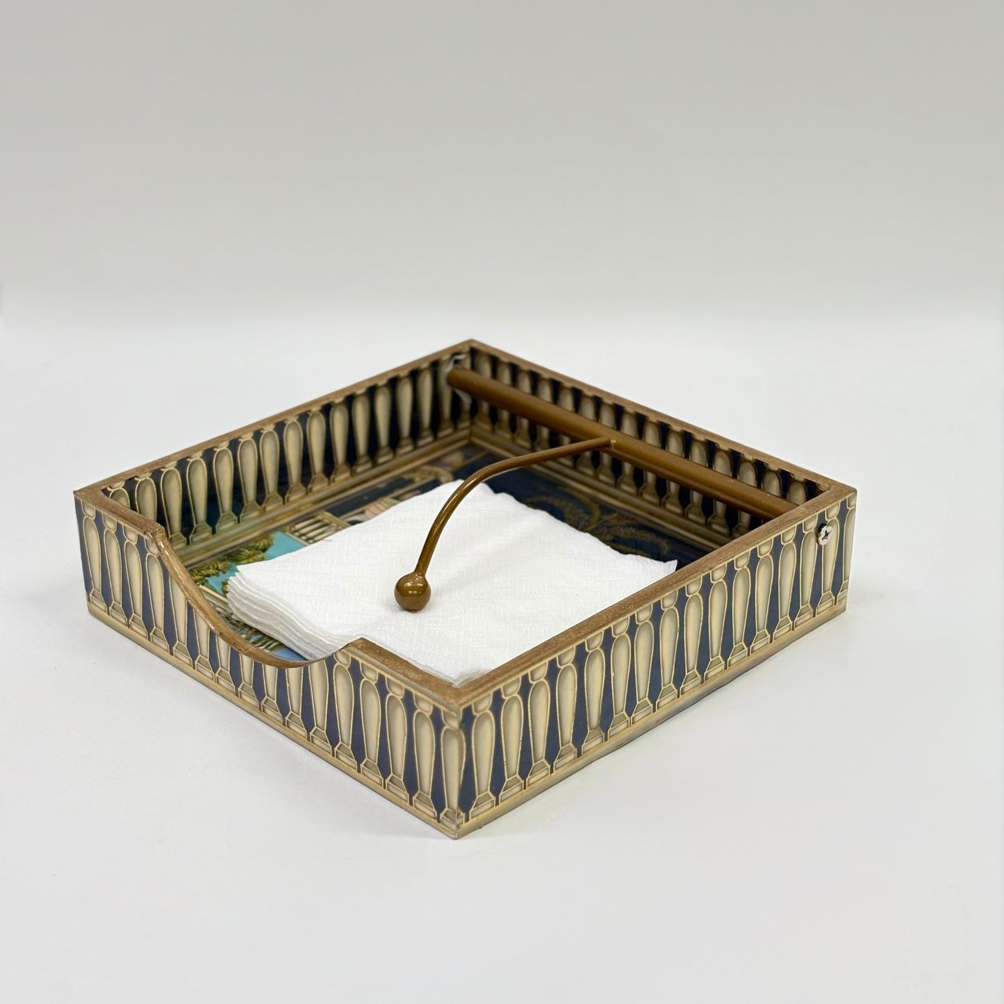 Luxury Brass Napkin Tissue with Classic Architectural Design