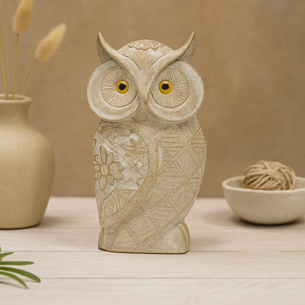 Rustic Charm Floral Owl Figurine (small)