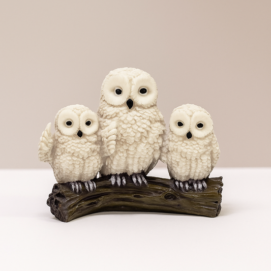 Ivory Owl Family Showpiece