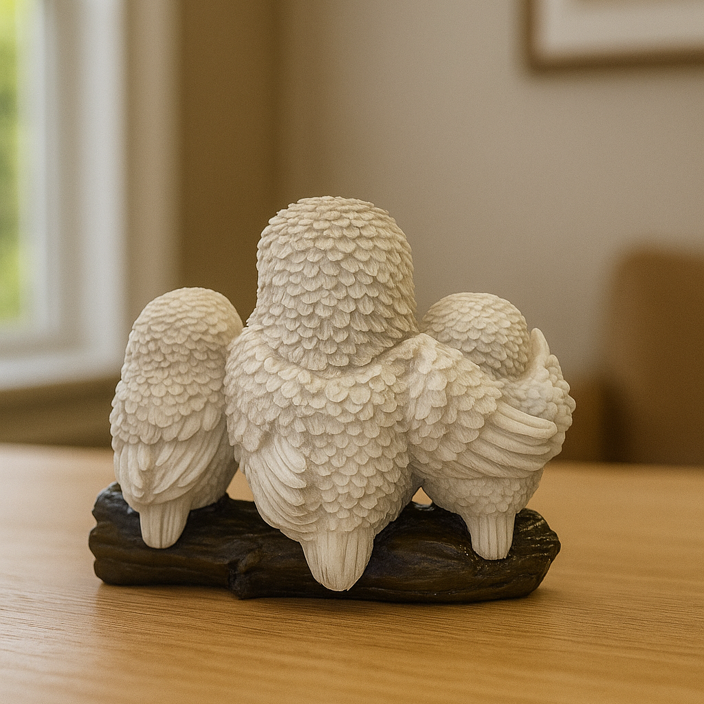 Ivory Owl Family Showpiece