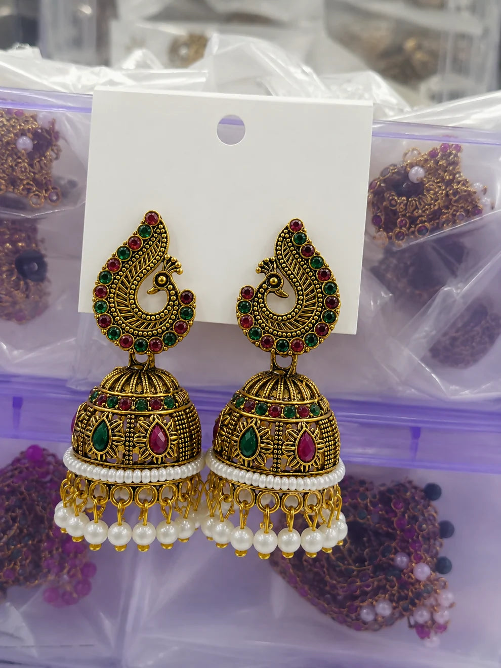 Regal Peacock Jhumka Earrings