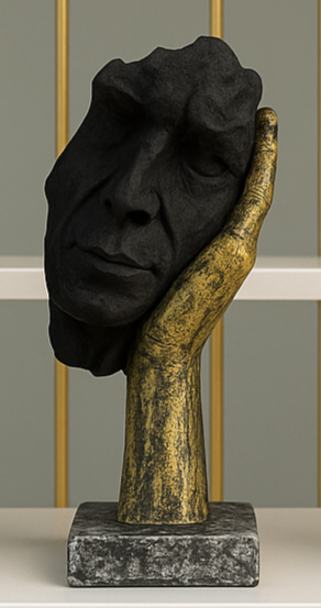 Trio of “Silent Expressions” Abstract Face & Hand Sculptures