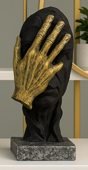 Trio of “Silent Expressions” Abstract Face & Hand Sculptures