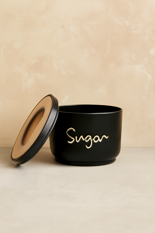 Matte Black Tea Coffee Sugar Container Set