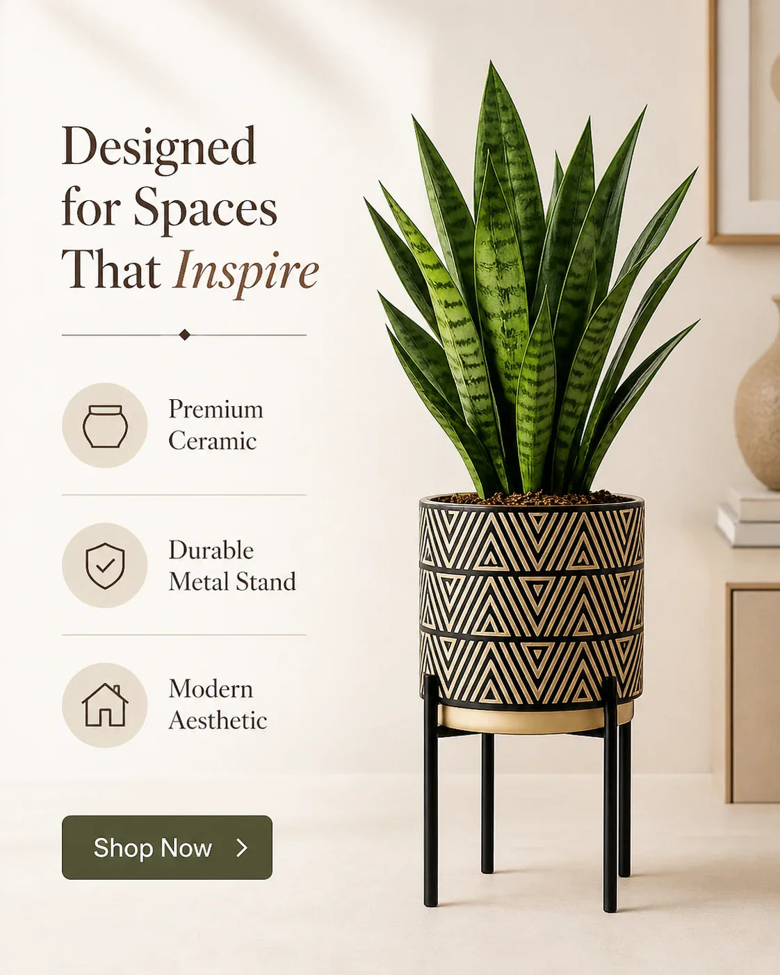 Ceramic Indoor Plant Pot for Home Office Commercial Spaces