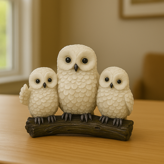 Ivory Owl Family Showpiece