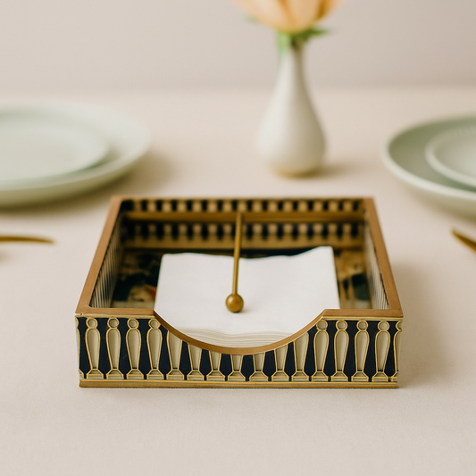 Luxury Brass Napkin Tissue with Classic Architectural Design