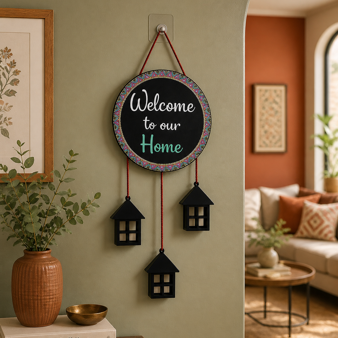Wooden Wall Hanging Welcome Sign Decorative Board For Entrance