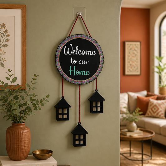 Wooden Wall Hanging Welcome Sign Decorative Board For Entrance