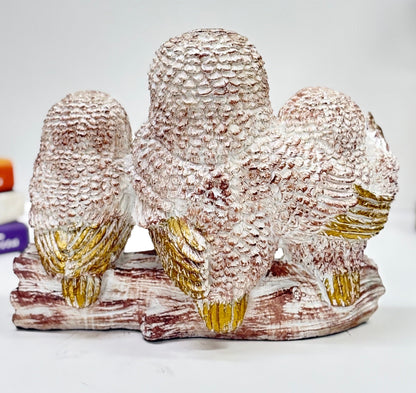 Feng Shui Owl Family for good luck,  ideal for home, workspace and office vastu