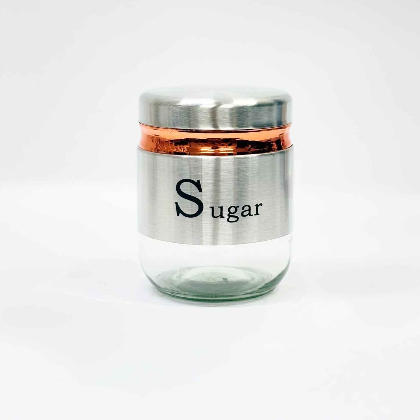 "Stainless Steel Tea Coffee Sugar Glass Jar Set
