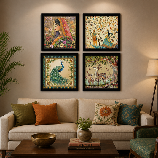 Traditional Rajasthani Pichwai Art Paitnings With Frame For Home Decor