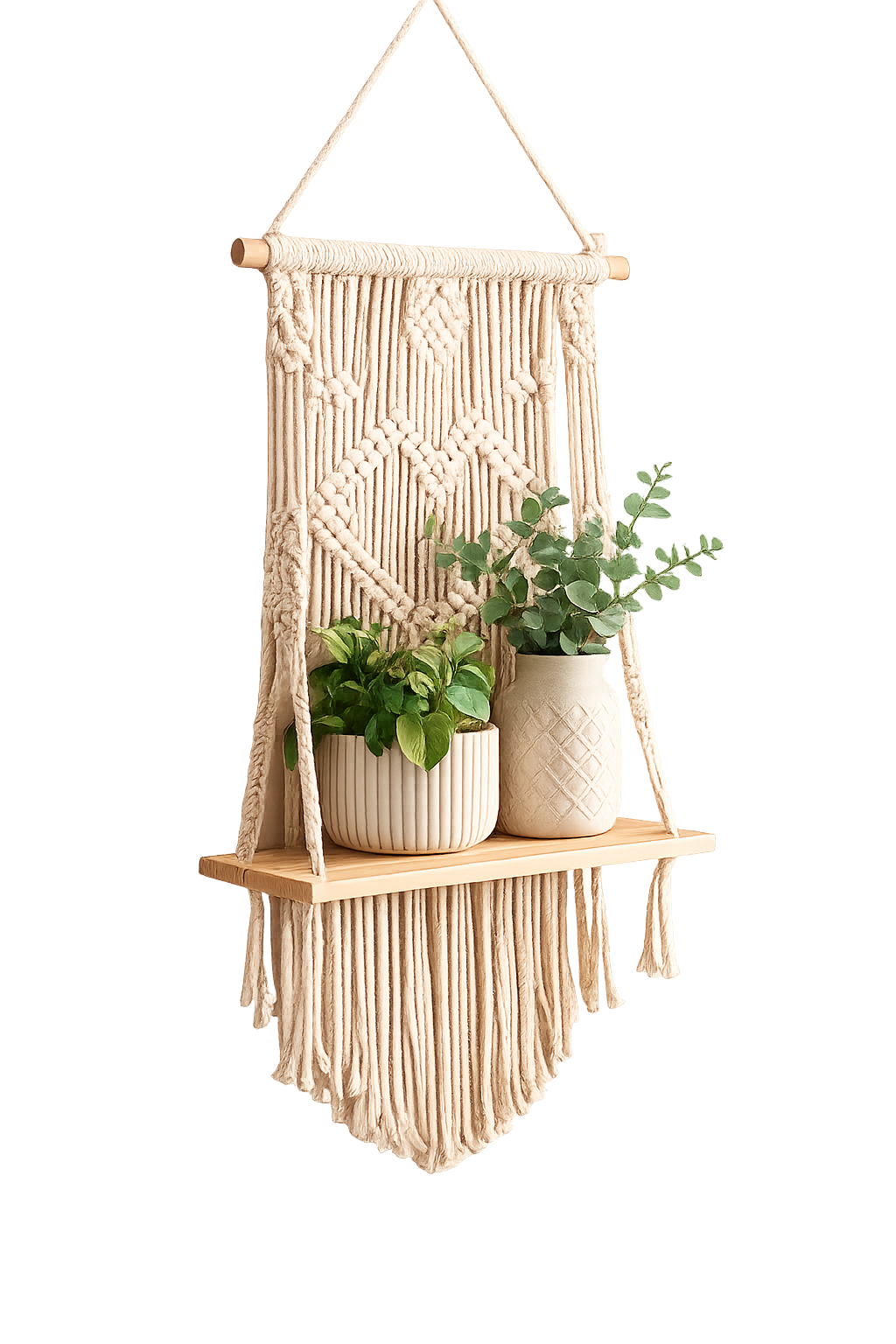 Boho Macrame Floating Shelf Wall Hanging