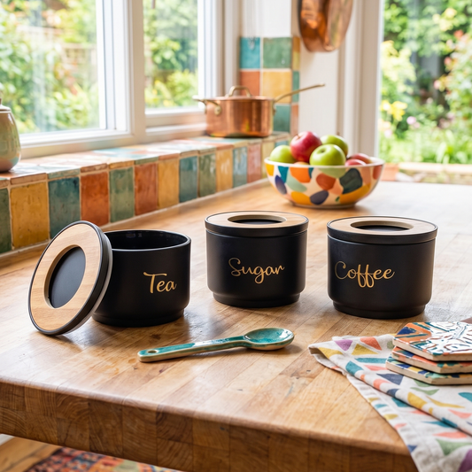 Matte Black Glass Jar Container Set