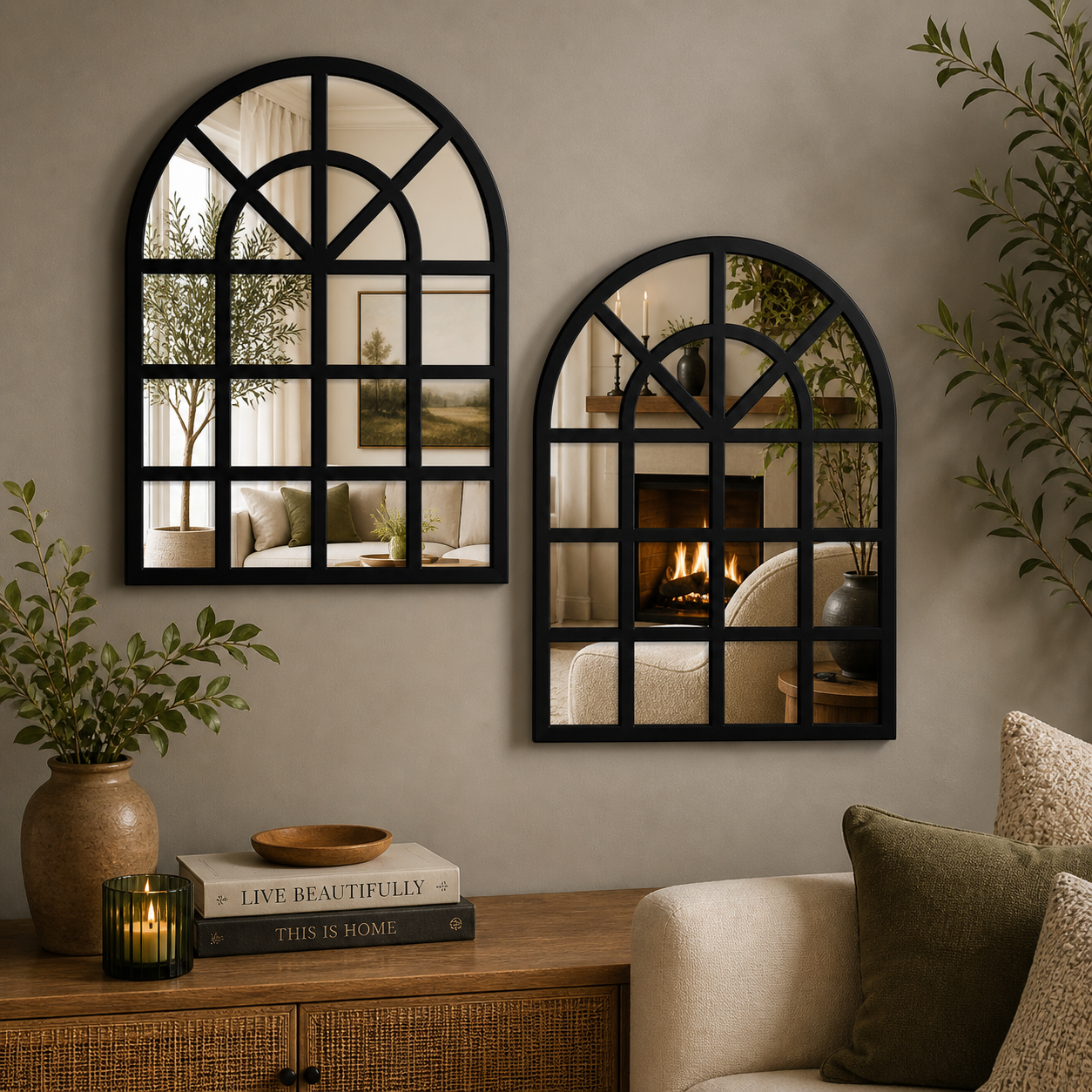Arched Window Mirror Wall Decor Set of 2