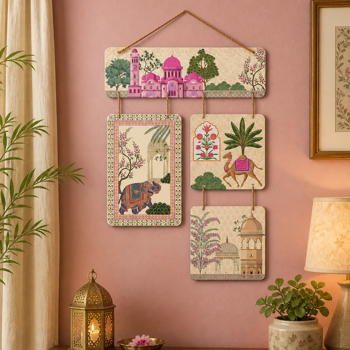 Mughal Heritage Multi-Panel Wooden Wall Hanging