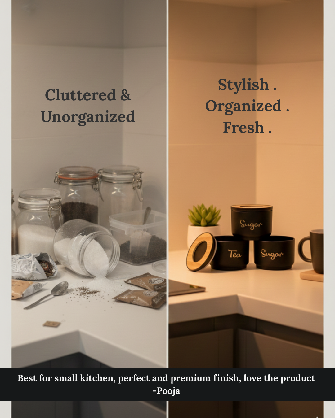 Matte Black Tea Coffee Sugar Container Set