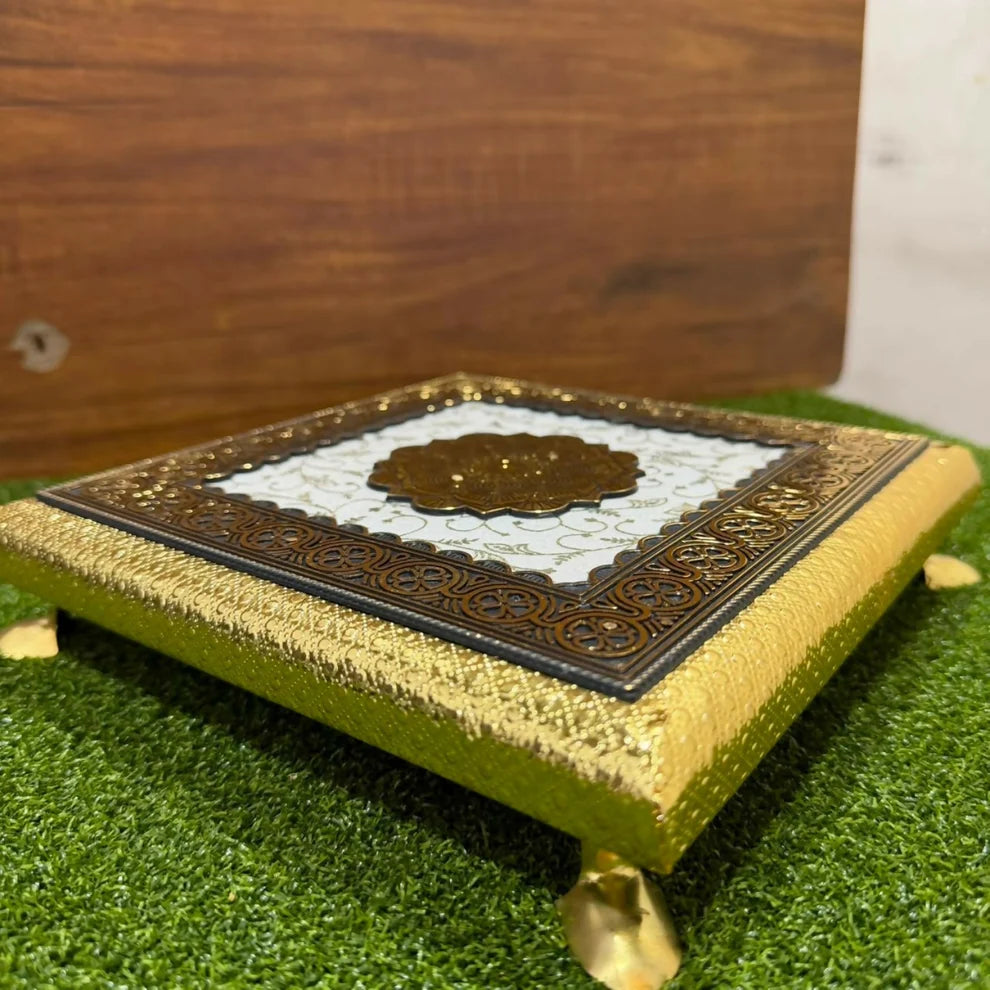 Traditional Pooja Chowki with Elegant Floral Design